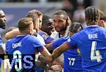 08.06.2025, Fussball UEFA Nations League 2024/25,  Spiel um Platz 3, Deutschland - Frankreich, in der MHP-Arena Stuttgart, Lucas Hernandez (Frankreich) und Jonathan Tah (Deutschland) steiten sich