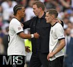08.06.2025, Fussball UEFA Nations League 2024/25,  Spiel um Platz 3, Deutschland - Frankreich, in der MHP-Arena Stuttgart,  Co-Trainer Sandro Wagner (Deutschland), Thilo Kehrer (Deutschland) und Florian Wirtz (Deutschland) 