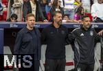08.06.2025, Fussball UEFA Nations League 2024/25,  Spiel um Platz 3, Deutschland - Frankreich, in der MHP-Arena Stuttgart, v.li: Trainer Julian Nagelsmann (Deutschland), Co-Trainer Sandro Wagner (Deutschland), Co-Trainer Mads Buttgereit (Deutschland)
