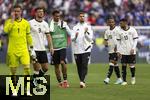 08.06.2025, Fussball UEFA Nations League 2024/25,  Spiel um Platz 3, Deutschland - Frankreich, in der MHP-Arena Stuttgart, Torwart Marc Andre ter-Stegen (Deutschland), Niclas Fllkrug (Deutschland), Felix Nmecha (Deutschland), Robert Andrich (Deutschland), Thilo Kehrer (Deutschland), Deniz Undav (Deutschland) nach dem Spiel nachdenklich 