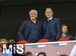 08.06.2025, Fussball UEFA Nations League 2024/25,  Spiel um Platz 3, Deutschland - Frankreich, in der MHP-Arena Stuttgart, Ehrentribne, von links:  Sportdirektor Rudi Vller (Deutschland), DFB Prsident Bernd Neuendorf (Deutschland) unterhalten sich mit ernster Mine.