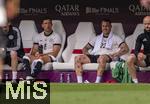 08.06.2025, Fussball UEFA Nations League 2024/25,  Spiel um Platz 3, Deutschland - Frankreich, in der MHP-Arena Stuttgart, v.li: Leon Goretzka (Deutschland) und David Raum (Deutschland) auf der Bankl.