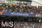 08.06.2025, Fussball UEFA Nations League 2024/25,  Spiel um Platz 3, Deutschland - Frankreich, in der MHP-Arena Stuttgart,  Tribne mit UEFA-Nationsleague Branding  