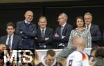 08.06.2025, Fussball UEFA Nations League 2024/25,  Spiel um Platz 3, Deutschland - Frankreich, in der MHP-Arena Stuttgart, Ehrengast-Tribne mit DFB Prsident Bernd Neuendorf (Deutschland), Geschftsfhrer Hans-Joachim Watzke (Borussia Dortmund), Alexander Wehrle (VfB Stuttgart) 
