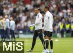 08.06.2025, Fussball UEFA Nations League 2024/25,  Spiel um Platz 3, Deutschland - Frankreich, in der MHP-Arena Stuttgart, v.li: Leroy Sane (Deutschland), Thilo Kehrer (Deutschland) 