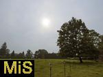 10.06.2025, Bad Wrishofen im Unterallgu,  Waldbrnde in Kanada sorgen fr trben Himmel ber Bayern, Seltenes Naturphnomen: Trber Himmel liegt ber Bayern in der Luft. Rupartikel von den ber 200 tobenden Waldbrnden in Kanada wurden ber den Atlantik hierher getragen und sorgt fr eine trbe und milchige Wolkenschicht in gand Sdeuropa. An diesen Rupartikeln kondensiert Feuchtigkeit. Das wiederum fhrt zu dnnen Wolken, die den Himmel trben und wie ein Schleier wirken. 