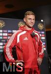 15.06.2025, Cincinnati (USA), FIFA Club World Cup 2025, Gruppe C, FC Bayern Mnchen Pressekonferenz vor dem Spiel gegen Auckland City im TQL Stadium, Joshua Kimmich (FC Bayern Mnchen) beim Pressegesprch.