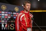 15.06.2025, Cincinnati (USA), FIFA Club World Cup 2025, Gruppe C, FC Bayern Mnchen Pressekonferenz vor dem Spiel gegen Auckland City im TQL Stadium, Thomas Mller (FC Bayern Mnchen) beim Pressegesprch.