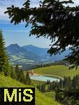 21.06.2025, Wandern im Allgu bei Oberjoch, Wandergebiet zum Berg Iseler,  Die bewirtete Wiedhag-Alpe mit dem Wasserteich fr die Beschneiungsanlage. 