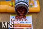 26.06.2025, Rezeptfreie Nahrungsergnzungsmittel, Carotin, fr den Schutz der Haut vor der Sonne. Fr gesunde und schne Haut. Beta-Carotin wird im Krper in Vitamin-A umgewandelt, das mit Biotin & Niacin den Erhalt gesunder Haut untersttzt