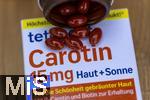 26.06.2025, Rezeptfreie Nahrungsergnzungsmittel, Carotin, fr den Schutz der Haut vor der Sonne. Fr gesunde und schne Haut. Beta-Carotin wird im Krper in Vitamin-A umgewandelt, das mit Biotin & Niacin den Erhalt gesunder Haut untersttzt