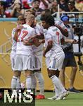 29.06.2025, FIFA Club World Cup 2025, Achtelfinale, CR Flamengo Rio de Janeiro - FC Bayern Mnchen, im Hard Rock Stadium (Miami Gardens, FL), Torjubel Harry Kane (2.v.li, FC Bayern Mnchen). mit Joshua Kimmich (FC Bayern Mnchen), Konrad Laimer (FC Bayern Mnchen), Serge Gnabry (FC Bayern Mnchen), Jonathan Tah (FC Bayern Mnchen) 