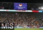 04.07.2025, UEFA Frauen-Europameisterschaft 2025 in der Schweiz. Spieltag 1, Vorrunde, Deutschland - Polen, im Kybunpark (St. Gallen, Schweiz). Jubel bei den deutschen Fans und der deutschen Mannschaft ber den Auftaktsieg bei der EM