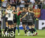 04.07.2025, UEFA Frauen-Europameisterschaft 2025 in der Schweiz. Spieltag 1, Vorrunde, Deutschland - Polen, im Kybunpark (St. Gallen, Schweiz). Schlussjubel der Deutschen nach dem Spiel, Giovanna Hoffmann (Deutschland), Torhterin Stina Johannes (Deutschland), Selina Cerci (Deutschland), Giovanna Hoffmann (Deutschland), Sophia Kleinherne (Deutschland), 