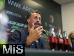 07.07.2025, Fussball 1. Bundesliga 2025/2026, Trainingsauftakt FC Augsburg, Pressekonferenz in der WWK-Arena Augsburg, Vorstellung von Trainer Sandro Wagner (FC Augsburg).  
  

