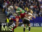08.07.2025, UEFA Frauen-Europameisterschaft 2025 in der Schweiz. Spieltag 2, Vorrunde, Deutschland - Dnemark, im St-Jakob-Park Basel (Schweiz). Torhterin Ann-Katrin Berger (Deutschland), Sarai Linder (Deutschland), Signe Bruun (Dnemark) 