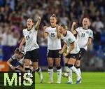 19.07.2025, UEFA Frauen-Europameisterschaft 2025 in der Schweiz. Viertelfinale, Frankreich - Deutschland, im St-Jakob-Park Basel (Schweiz). Jubel bei den deutschen Frauen nach einem Tor beim Elfmeterschieen. Sara Dbritz (Deutschland), Sophia Kleinherne (Deutschland), Selina Cerci (Deutschland), Klara Bhl (Deutschland), Lea Schller (Deutschland), 