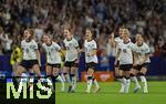 19.07.2025, UEFA Frauen-Europameisterschaft 2025 in der Schweiz. Viertelfinale, Frankreich - Deutschland, im St-Jakob-Park Basel (Schweiz). Jubel bei den deutschen Frauen nach einem Tor beim Elfmeterschieen. Sjoeke Nsken (Deutschland), Rebecca Knaak (Deutschland), Sophia Kleinherne (Deutschland), Sara Dbritz (Deutschland), Linda Dallmann (Deutschland), Klara Bhl (Deutschland), 