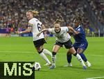 19.07.2025, UEFA Frauen-Europameisterschaft 2025 in der Schweiz. Viertelfinale, Frankreich - Deutschland, im St-Jakob-Park Basel (Schweiz). Janina Minge  (Deutschland),. Sophia Kleinherne (Deutschland), Sandy Baltimore (Frankreich) 
