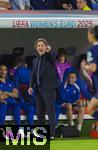 19.07.2025, UEFA Frauen-Europameisterschaft 2025 in der Schweiz. Viertelfinale, Frankreich - Deutschland, im St-Jakob-Park Basel (Schweiz). Trainer Laurent Bonadei (Frankreich) 