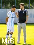 20.07.2025, Fussball 3. Liga 2025/2026, 25.Spieltag, TSV 1860 Mnchen Training an der Grnwalder Strasse Mnchen, v.li:  Kevin Volland (TSV 1860 Mnchen) mit Geschftsfhrer Sport Dr. Christian Werner (1860 Mnchen)   
