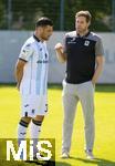 20.07.2025, Fussball 3. Liga 2025/2026, 25.Spieltag, TSV 1860 Mnchen Training an der Grnwalder Strasse Mnchen, v.li:  Kevin Volland (TSV 1860 Mnchen) mit Geschftsfhrer Sport Dr. Christian Werner (1860 Mnchen)   
