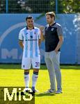 20.07.2025, Fussball 3. Liga 2025/2026, 25.Spieltag, TSV 1860 Mnchen Training an der Grnwalder Strasse Mnchen, v.li:  Kevin Volland (TSV 1860 Mnchen) mit Geschftsfhrer Sport Dr. Christian Werner (1860 Mnchen)   
