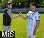20.07.2025, Fussball 3. Liga 2025/2026, 25.Spieltag, TSV 1860 Mnchen Training an der Grnwalder Strasse Mnchen, re:  Kevin Volland (TSV 1860 Mnchen) mit Geschftsfhrer Sport Dr. Christian Werner (li, 1860 Mnchen),
