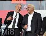 23.07.2025, UEFA Frauen-Europameisterschaft 2025 in der Schweiz. Halbfinale, Deutschland - Spanien, Im Stadion Letzigrund Zrich. Bundesprsident Frank-Walter Steinmeier (Deutschland) mit DFB Prsident Bernd Neuendorf (Deutschland) . 