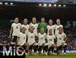 23.07.2025, UEFA Frauen-Europameisterschaft 2025 in der Schweiz. Halbfinale, Deutschland - Spanien, Im Stadion Letzigrund Zrich. Die Mannhschaft
Vordere Reihe v.l. Carlotta Wamser (Deutschland), Jule Brand (Deutschland), Franziska Kett (Deutschland), Elisa Sen (Deutschland)  und Klara Bhl (Deutschland) 
Hintere Reihe v.l. Giovanna Hoffmann (Deutschland), Sara Dbritz (Deutschland) , Rebecca Knaak (Deutschland), Torhterin Ann-Katrin Berger (Deutschland) Sophia Kleinherne (Deutschland) und Janina Minge  (Deutschland) 