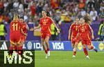 23.07.2025, UEFA Frauen-Europameisterschaft 2025 in der Schweiz. Halbfinale, Deutschland - Spanien, Im Stadion Letzigrund Zrich. Die Spanierinnen jubeln v.l. Alexia Putellas (Spanien), Maite Zubieta (Spanien), Mariona Caldentey (Spanien) und Claudia Pina (Spanien) 