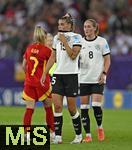 23.07.2025, UEFA Frauen-Europameisterschaft 2025 in der Schweiz. Halbfinale, Deutschland - Spanien, Im Stadion Letzigrund Zrich. v.l. Selina Cerci (Deutschland) und Sydney Lohmann (Deutschland) unzufrieden nach dem Spiel und enttuscht.