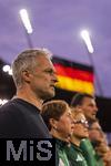 23.07.2025, UEFA Frauen-Europameisterschaft 2025 in der Schweiz. Halbfinale, Deutschland - Spanien, Im Stadion Letzigrund Zrich. Trainer Christian Wck (Deutschland) bei der Nationalhymne. 