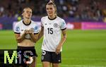 23.07.2025, UEFA Frauen-Europameisterschaft 2025 in der Schweiz. Halbfinale, Deutschland - Spanien, Im Stadion Letzigrund Zrich. Enttusche deutsche Spielerinnen nach der 0:1 Niederlage im Halbfinale, von links: Klara Bhl (Deutschland), Selina Cerci (Deutschland), 