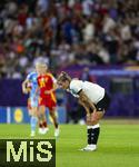 23.07.2025, UEFA Frauen-Europameisterschaft 2025 in der Schweiz. Halbfinale, Deutschland - Spanien, Im Stadion Letzigrund Zrich. Jubel bei den Spanierinnen nach Schlusspfiff, Selina Cerci (Deutschland) dagegen ist am Ende.