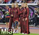 23.07.2025, UEFA Frauen-Europameisterschaft 2025 in der Schweiz. Halbfinale, Deutschland - Spanien, Im Stadion Letzigrund Zrich. v.li: Kathrin Hendrich (Deutschland), Giulia Gwinn (Deutschland), Sjoeke Nsken (Deutschland), Sarai Linder (Deutschland), vor dem Spiel am Spielfeldrand. 