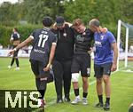 25.07.2025, Fussball 1. Bundesliga 2025/2026,  Testspiel Rot-Weiss Essen - FC Augsburg, im Donaustadion Dillingen, Schwaben.  Nicolai Schulte-Kellinghaus (Essen) schwer verletzt nach Zweikampf 

 

