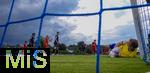 25.07.2025, Fussball 1. Bundesliga 2025/2026,  Testspiel Rot-Weiss Essen - FC Augsburg, im Donaustadion Dillingen, Schwaben. re: Torwart Jakob-Karl Golz (Essen).
 

