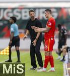 25.07.2025, Fussball 1. Bundesliga 2025/2026,  Testspiel Rot-Weiss Essen - FC Augsburg, im Donaustadion Dillingen, Schwaben. v.li: Trainer Sandro Wagner (FC Augsburg) mit Cedric Adrian Zesiger (FC Augsburg) 

