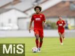 25.07.2025, Fussball 1. Bundesliga 2025/2026,  Testspiel Rot-Weiss Essen - FC Augsburg, im Donaustadion Dillingen, Schwaben. Han-Noah Massengo (FC Augsburg) am Ball 

