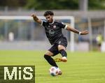 25.07.2025, Fussball 1. Bundesliga 2025/2026,  Testspiel Rot-Weiss Essen - FC Augsburg, im Donaustadion Dillingen, Schwaben. Ekin Celebi (Essen) am Ball 

