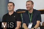 25.07.2025, Fussball 1. Bundesliga 2025/2026,  Testspiel Rot-Weiss Essen - FC Augsburg, im Donaustadion Dillingen, Schwaben. v.li.  Marc Lettau (Kaderplaner FC Augsburg), Sportdirektor Benjamin Benni Weber (FC Augsburg) 


