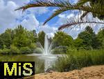28.07.2025, Kurpark in Bad Wrishofen (Unterallgu),  Der Brunnen im Jakobsweiher ist neuerdings wieder in Betrieb, nach einer langen Pause. 