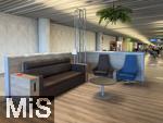 23.07.2025,  Beliebtes Reiseziel der Deutschen, Mallorca. Airport Palma de Mallorca, gemtliches Sofa am Abfluggate zur Erholung, 