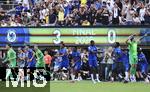 13.07.2025, FIFA Club World Cup 2025, Finale: Chelsea FC - Paris St. Germain, im MetLife Stadium (East Rutherford, NJ),  Schlussjubel der Chelsea Spieler nach dem 3:0 Sieg. Filip Jrgensen
Torwart (FC Chelsea), Josh Acheampong (Chelsea), Tyrique George
