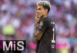 07.08.2025, Fussball Bundesliga 2025/2026, Freundschaftsspiel, Telekom-Cup, FC Bayern Mnchen - Tottenham Hotspur, in der Allianz-Arena Mnchen, Luis Diaz (FC Bayern Mnchen) nachdenklich  