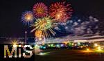 14.08.2025, Freizeitpark, Allgu Skylinepark in Rammingen bei Bad Wrishofen, Drohnen-Nachtaufnahme bei SKYLINEPARK BEI NACHT am 14.08.2025 mit dem groen Nachtfeuerwerk um 23:00 Uhr. 
