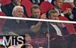 16.08.2025, Fussball Bundesliga 2025/2026, Franz-Beckenbauer-Supercup, VfB Stuttgart - FC Bayern Mnchen, in der MHP-Arena (Stuttgart). v.l. Sportdirektor Rudi Vller (Deutschland) und Trainer Julian Nagelsmann (Deutschland) 