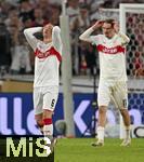16.08.2025, Fussball Bundesliga 2025/2026, Franz-Beckenbauer-Supercup, VfB Stuttgart - FC Bayern Mnchen, in der MHP-Arena (Stuttgart). v.l. Angelo Stiller (Stuttgart) und Nick Woltemade (Stuttgart) nachdenklich