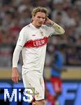 16.08.2025, Fussball Bundesliga 2025/2026, Franz-Beckenbauer-Supercup, VfB Stuttgart - FC Bayern Mnchen, in der MHP-Arena (Stuttgart). Nick Woltemade (Stuttgart) nachdenklich.